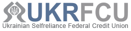 UKRFCU - Ukrainian Selfreliance Federal Credit Union logo with tagline small